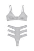 After Hours Cotton Triangle Bra & 3 G-Strings Set Gray - epoché