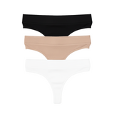 3-Pack Cotton Thongs - Essential Neutrals