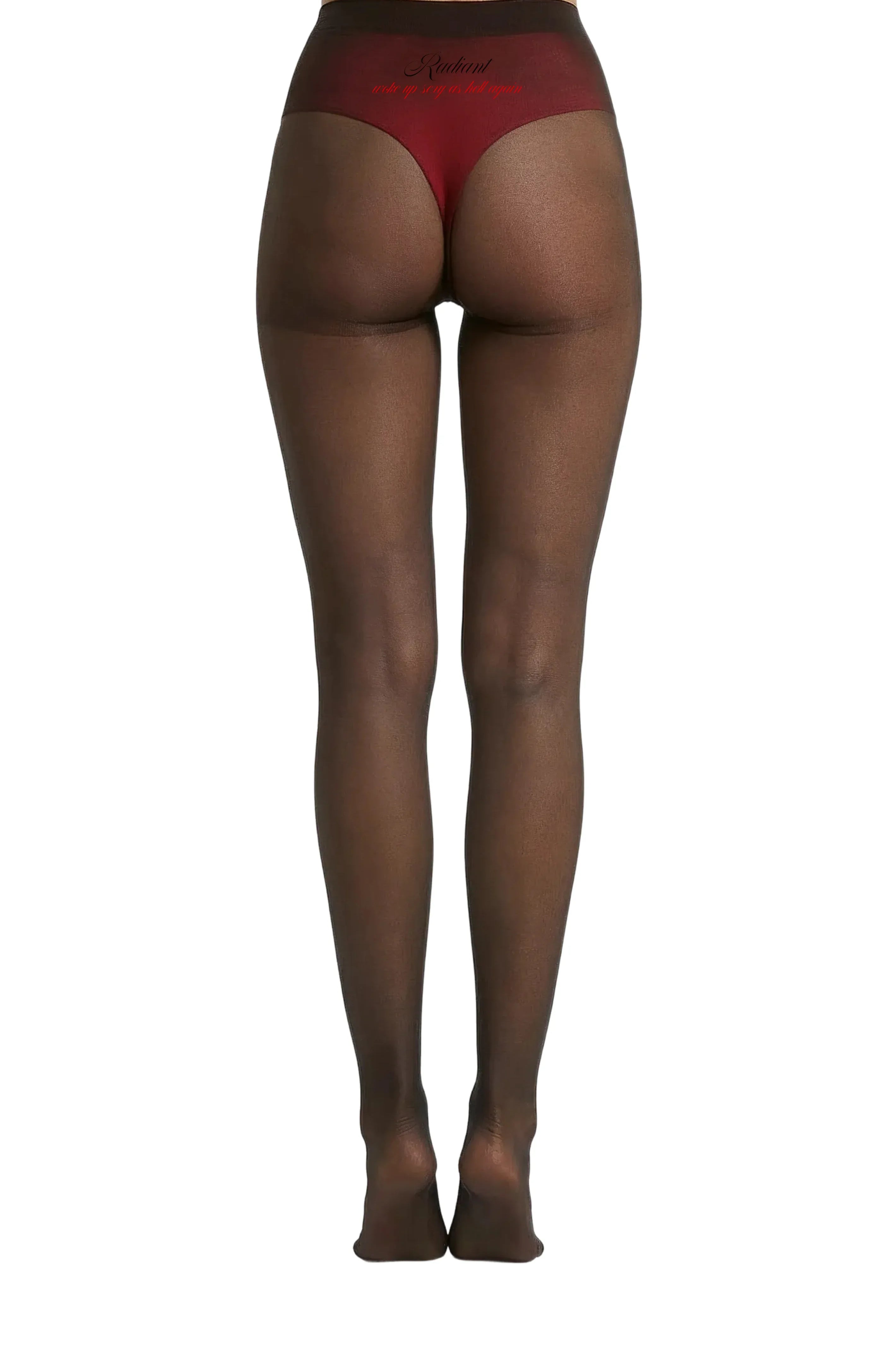 Woke Up Sexy As Hell Again Sheer Black Affirmation Tights - epoché