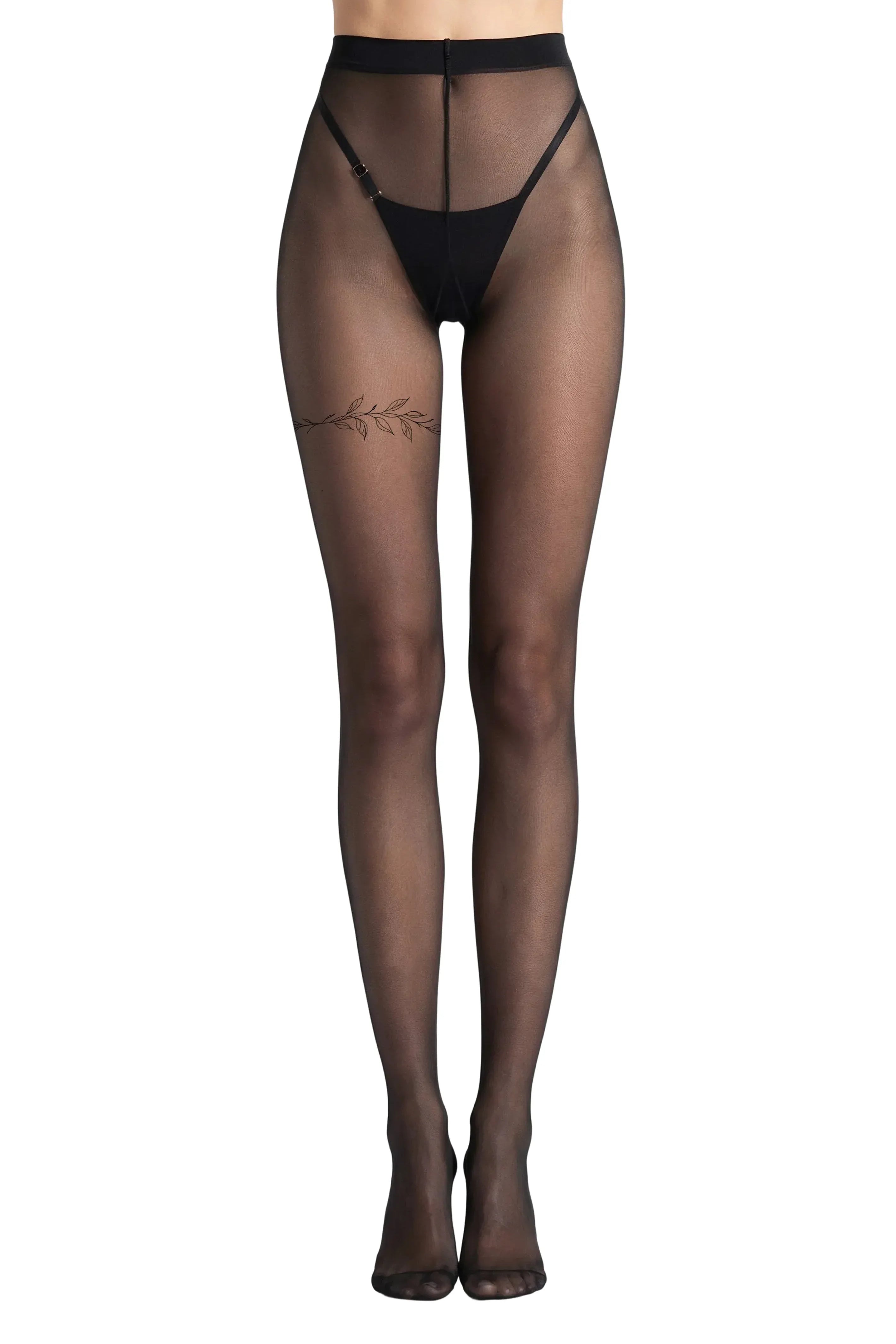 Sheer Tights with Leaf Branch Detail - epoché