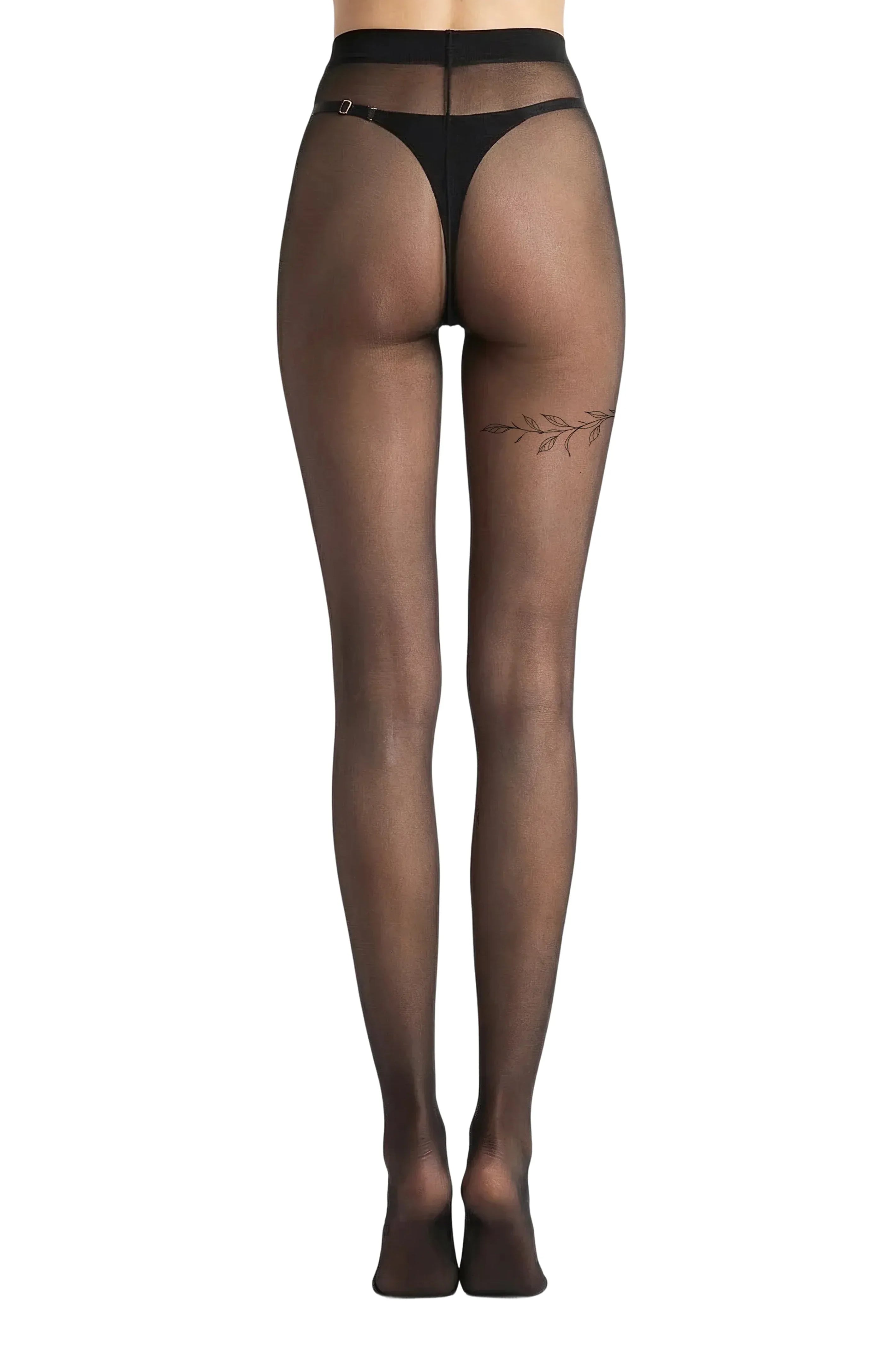 Sheer Tights with Leaf Branch Detail - epoché
