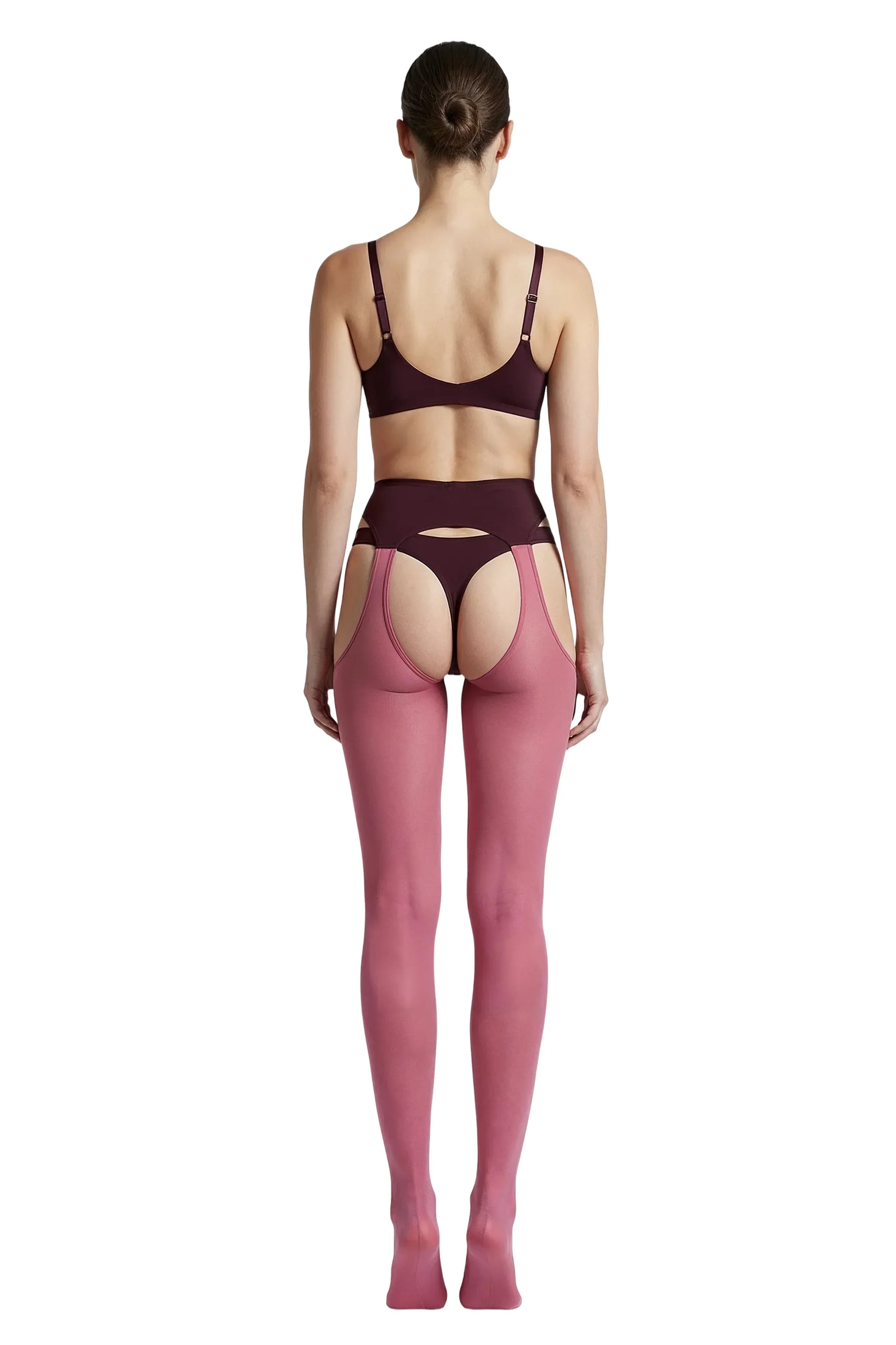 Velvet Crush Head-to-Toe Two-toned Garter Set in Pink & Plum - epoché