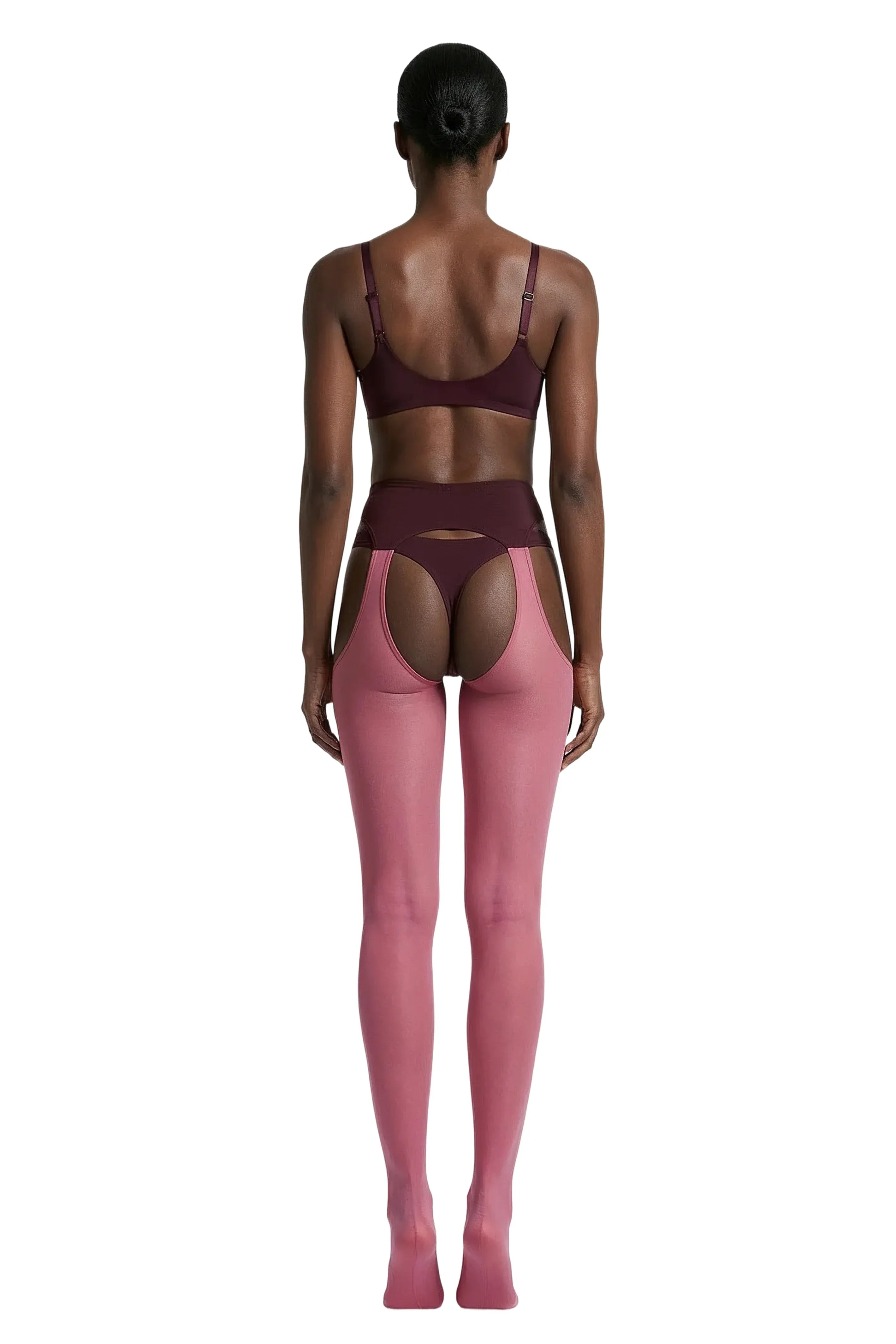 Velvet Crush Head-to-Toe Two-toned Garter Set in Pink & Plum - epoché