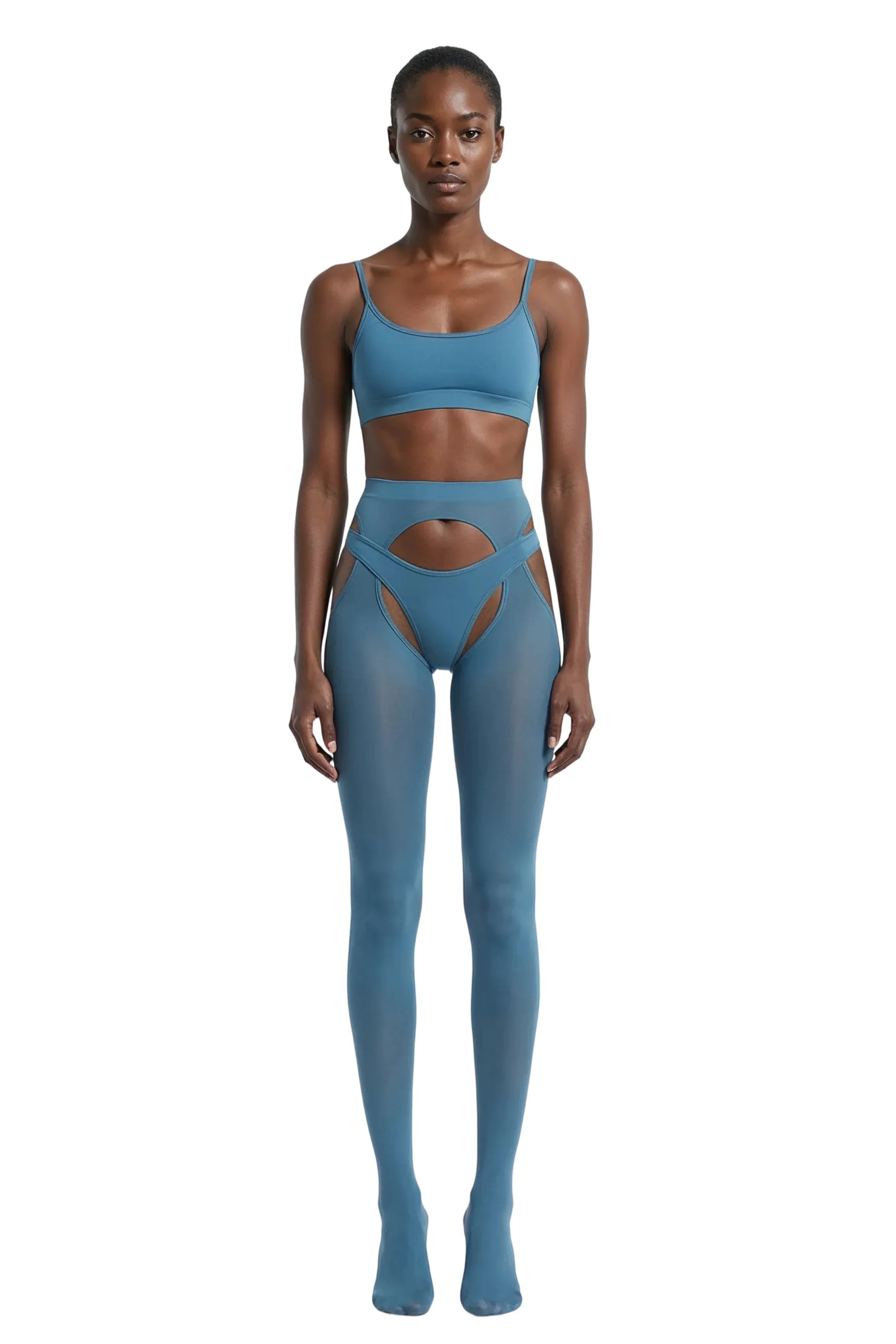Velvet Air Head-to-Toe Garter Set in Teal - epoché