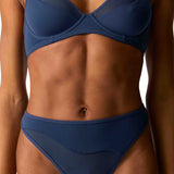 Water Bra & Mid-Rise Thong Set Navy