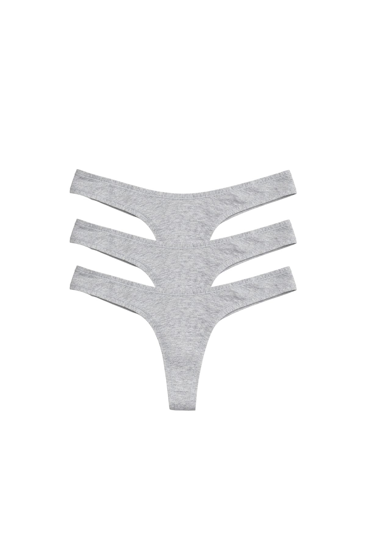 3-Thongs After Hours Set in Gray, three thongs stacked in flat lay