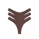 3-Thongs After Hours Set in Chocolate, three thongs stacked in flat lay