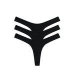 3-Thongs After Hours Set in Black, three thongs stacked in flat lay