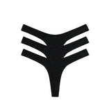 3-Thongs After Hours Set in Black, three thongs stacked in flat lay