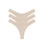 3-Thongs After Hours Set in Cream, three thongs stacked in flat lay