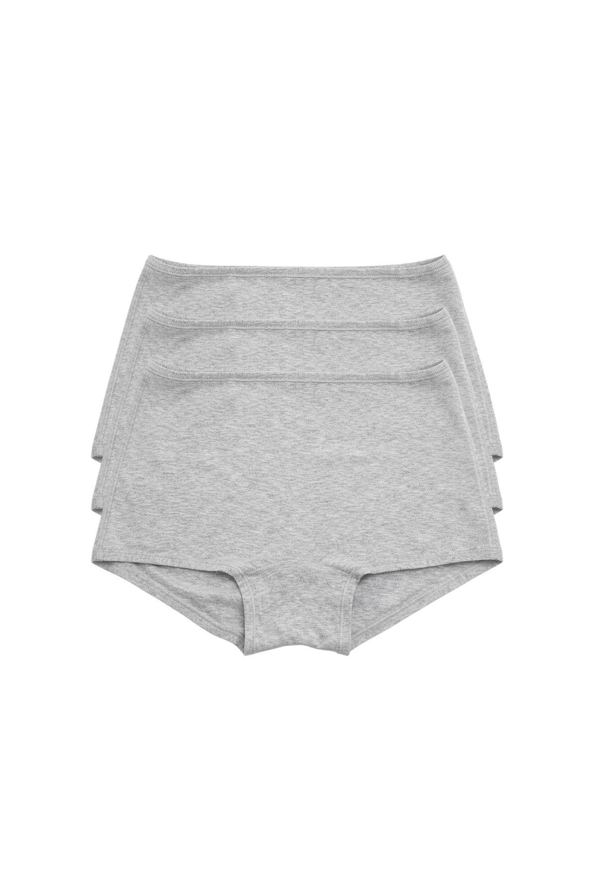 3-Shorts Slow Morning Set in Gray, three shorts stacked in flat lay