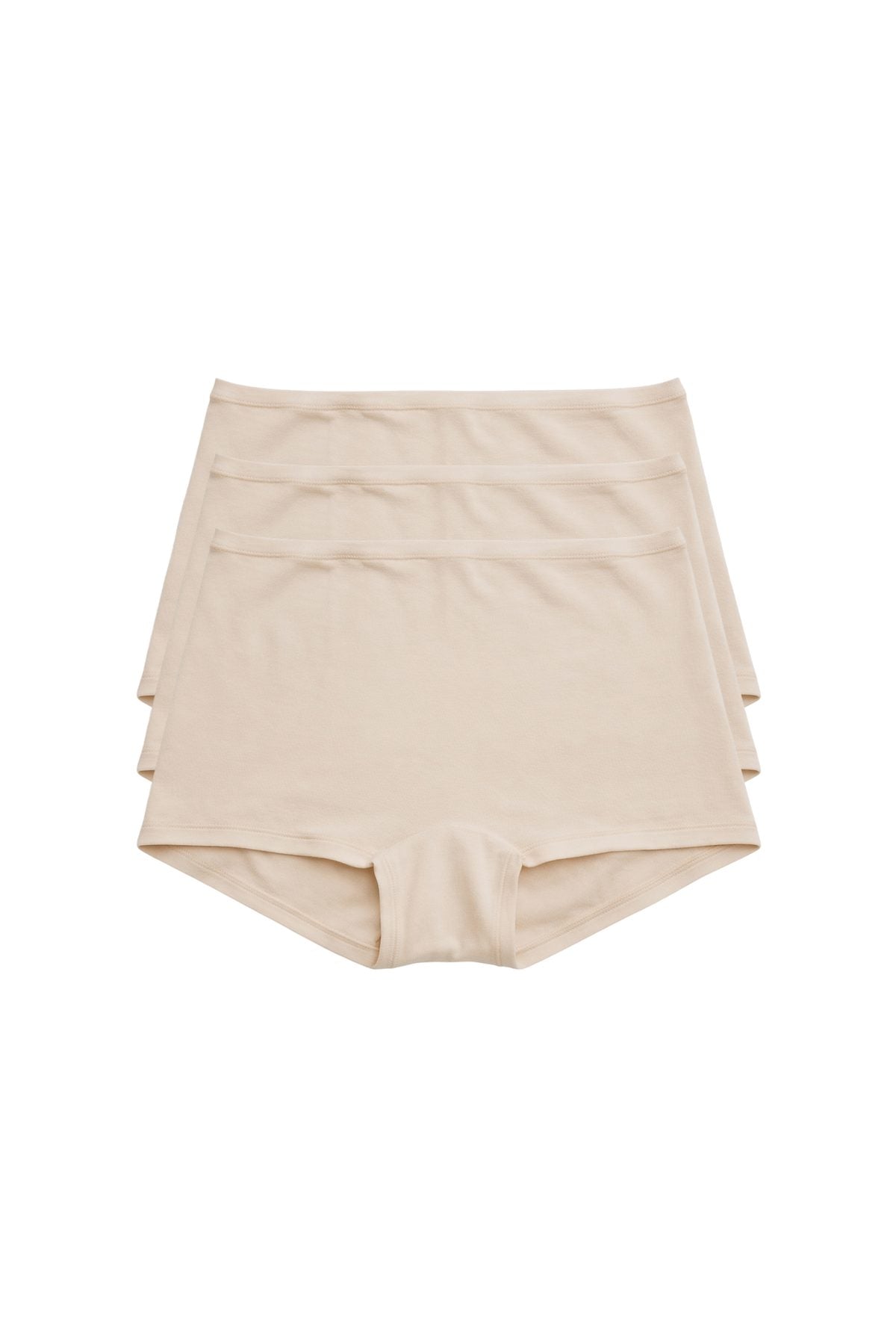 3-Shorts Slow Morning Set in Cream, three shorts stacked in flat lay