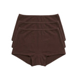 3-Shorts Slow Morning Set in Chocolate, three shorts stacked in flat lay