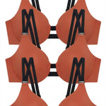 3-Bra Bundle Minimizer Bra in Terracotta, three bras stacked in flat lay