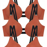 3-Bra Bundle Minimizer Bra in Terracotta, three bras stacked in flat lay