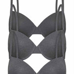 3-Bra Bundle Everyday T-Shirt Bra in Dark Gray, three bras stacked in flat lay