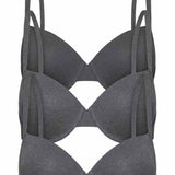 3-Bra Bundle Everyday T-Shirt Bra in Dark Gray, three bras stacked in flat lay