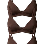 3-Bra Bundle V-Shaped Cotton Bra, three bras stacked in flat lay