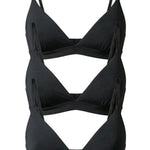 3-Bra Bundle V-Shaped Cotton Bra, three bras stacked, alternate angle