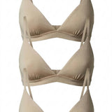3-Bra Bundle V-Shaped Cotton Bra, stacked product shot