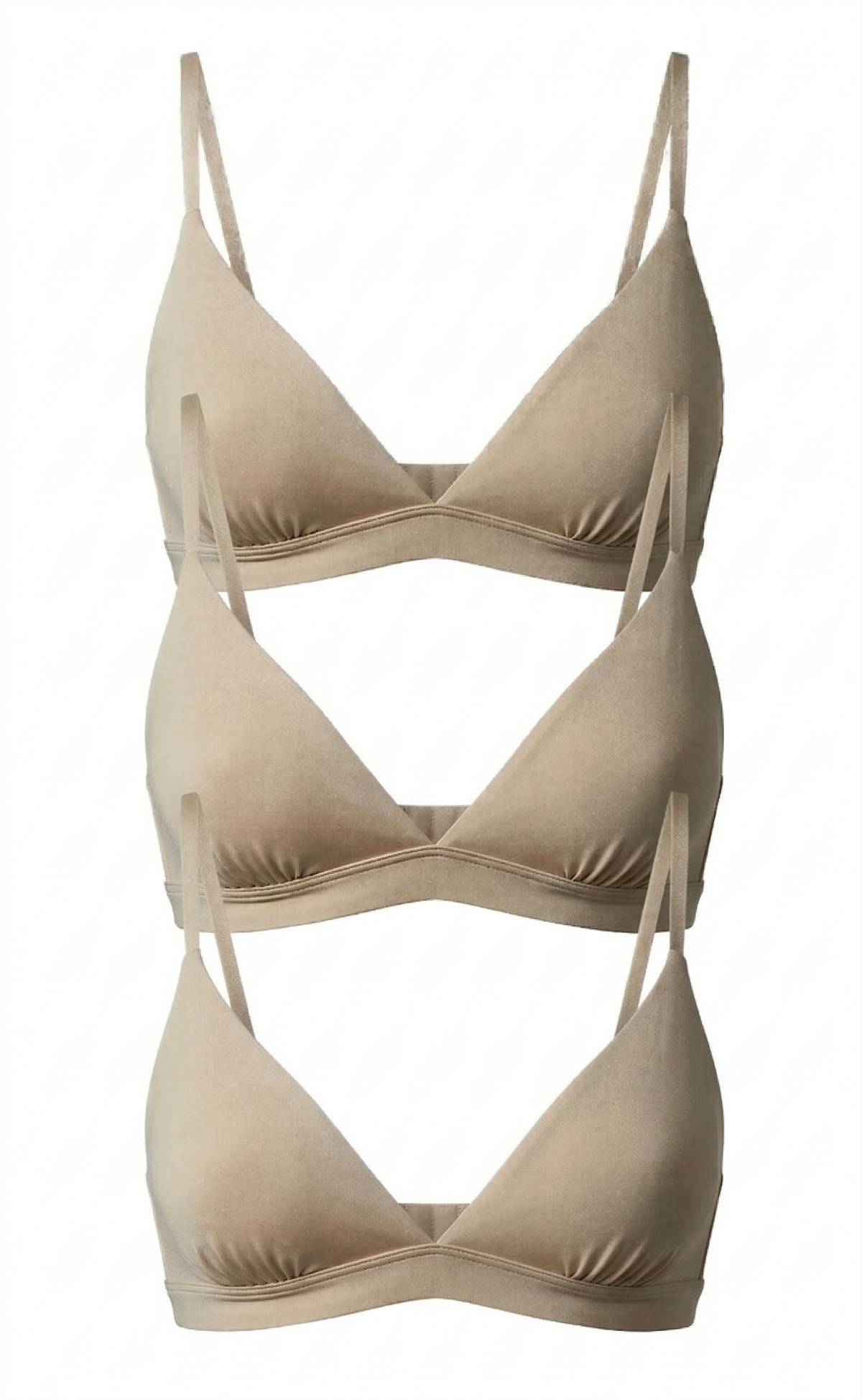 3-Bra Bundle V-Shaped Cotton Bra, stacked product shot