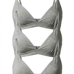 3-Bra Bundle V-Shaped Cotton Bra, stacked product shot, top view