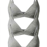 3-Bra Bundle V-Shaped Cotton Bra, stacked product shot, top view