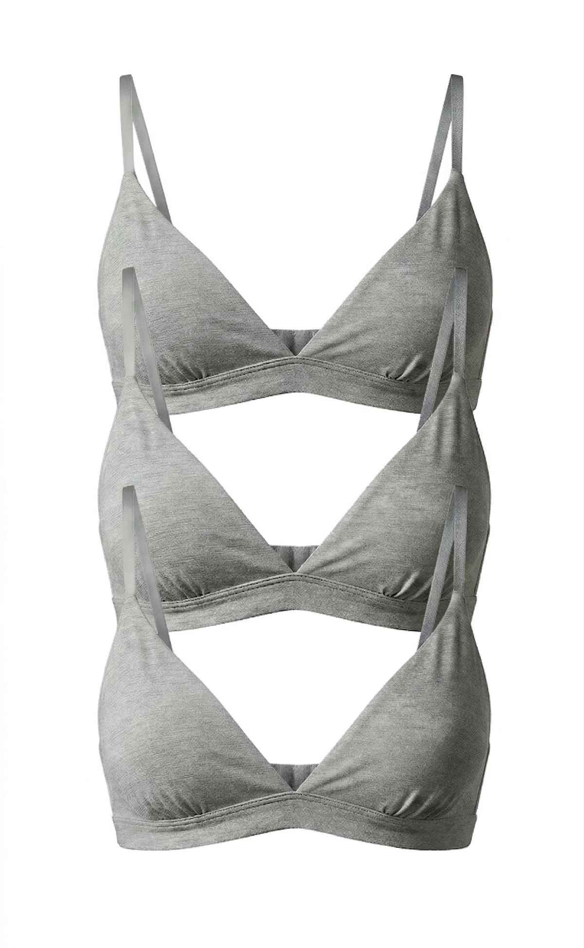 3-Bra Bundle V-Shaped Cotton Bra, stacked product shot, top view