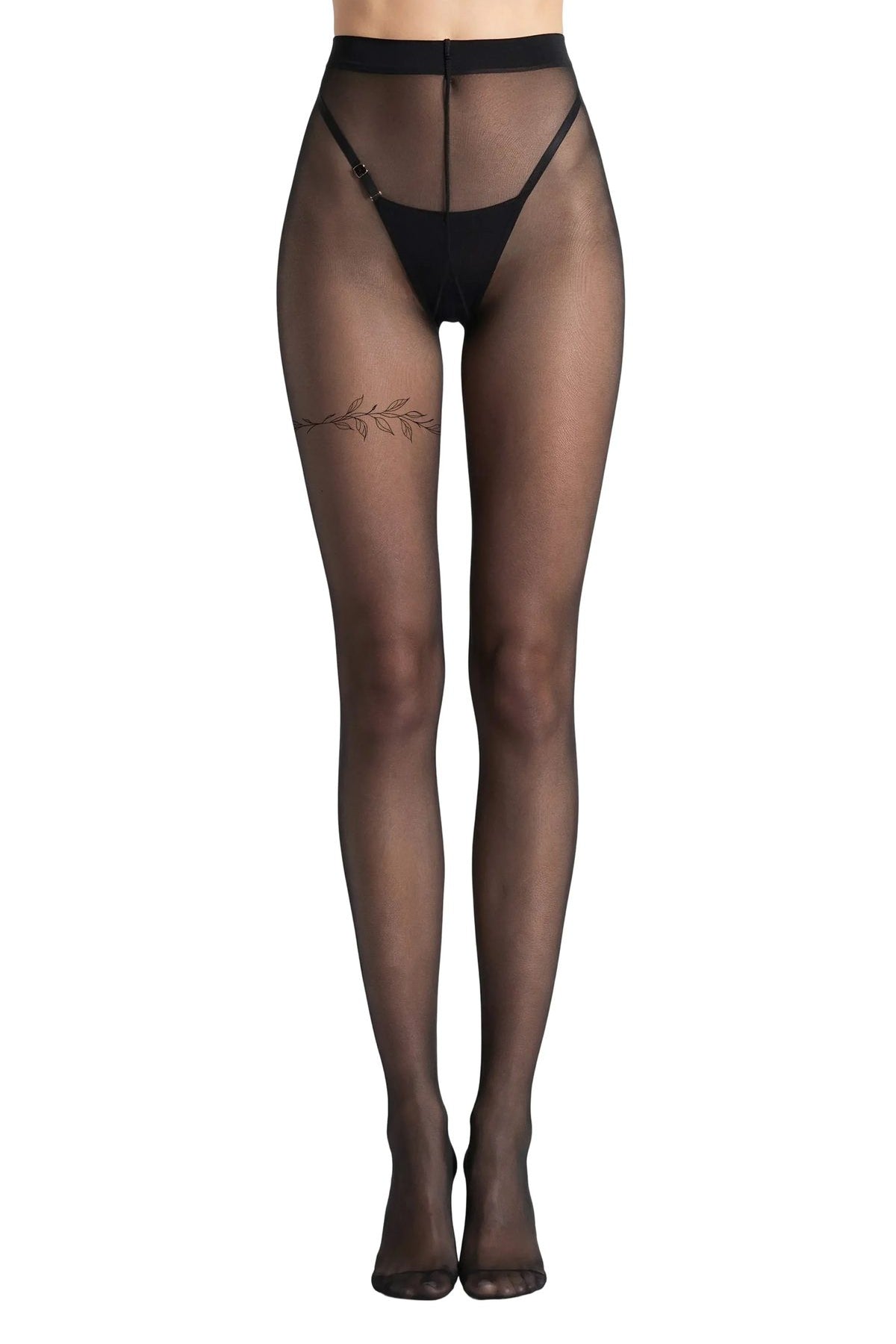 Sheer Tights with Leaf Branch Detail - epoché