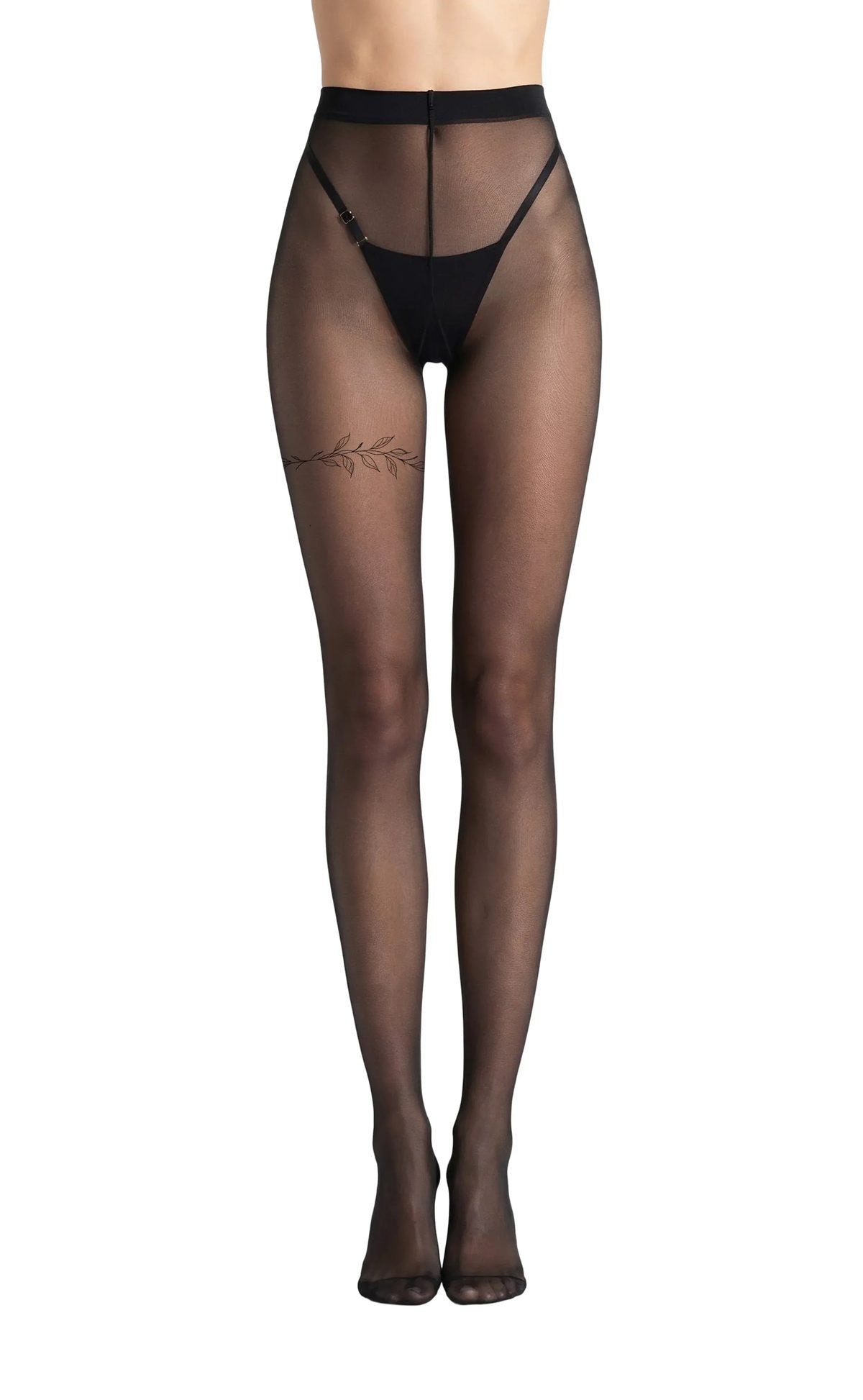 Sheer Tights with Leaf Branch Detail - epoché