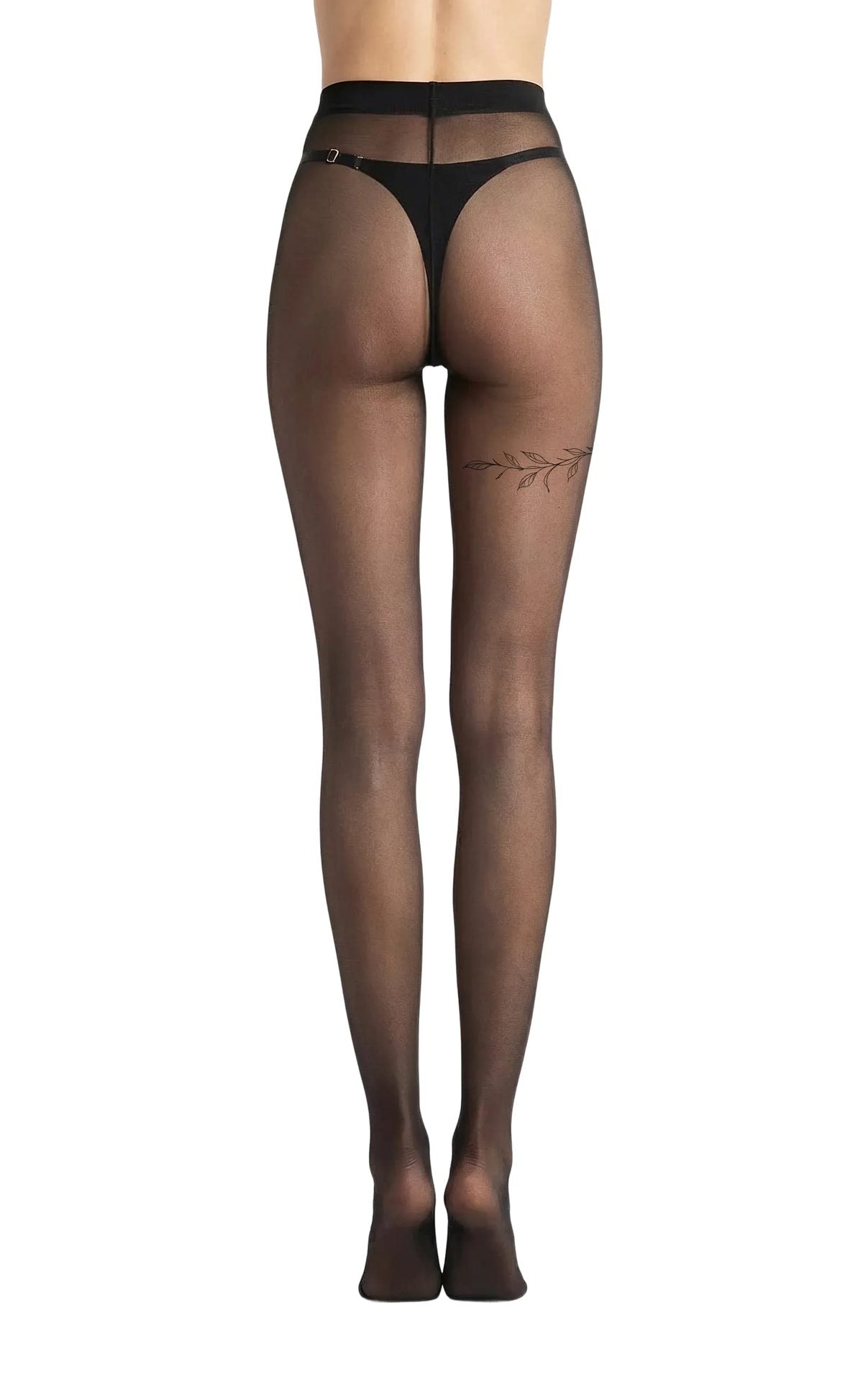 Sheer Tights with Leaf Branch Detail - epoché