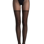 Stocking-Effect Sheer Tights with Double Athletic Stripes - epoché