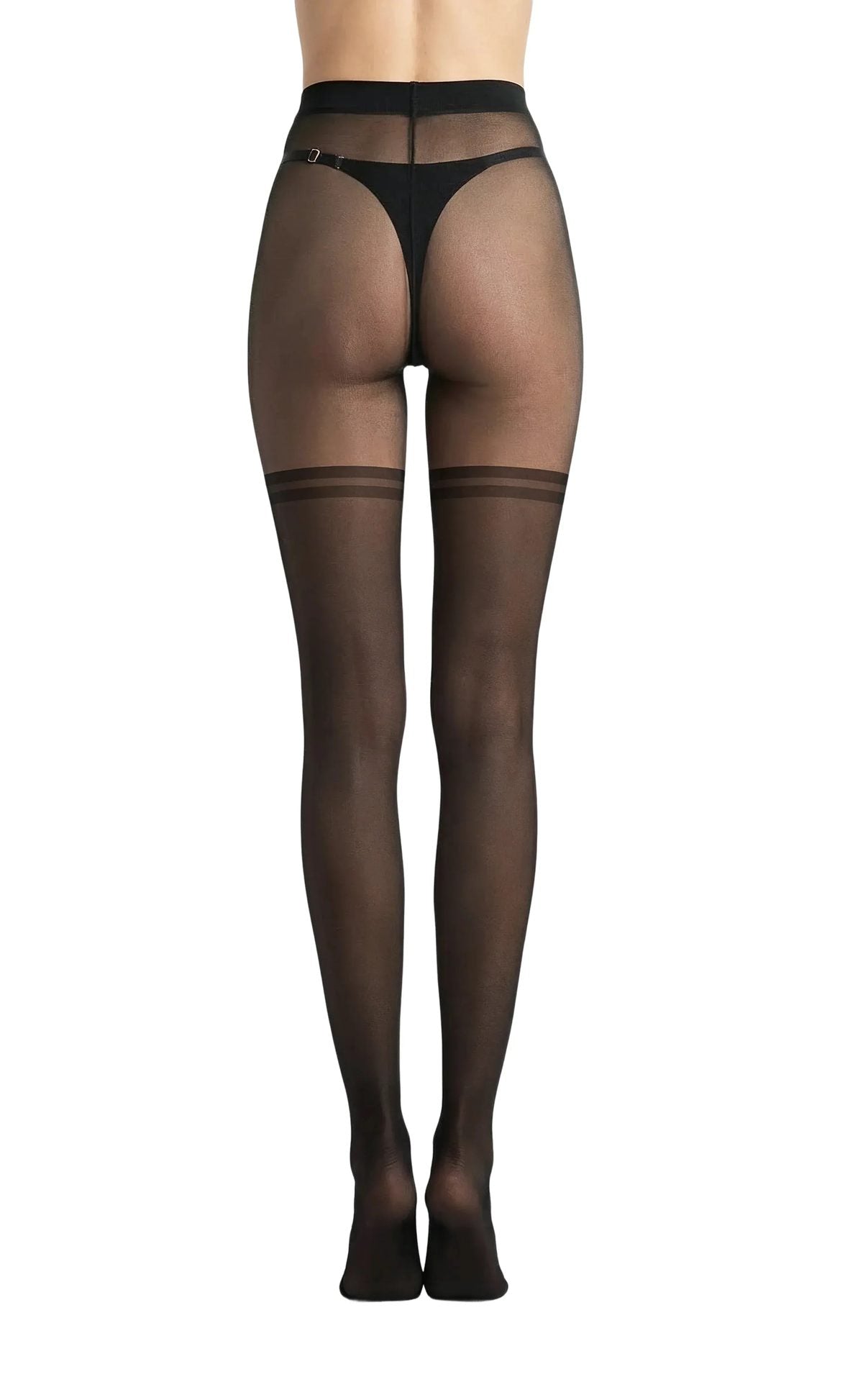 Stocking-Effect Sheer Tights with Double Athletic Stripes - epoché