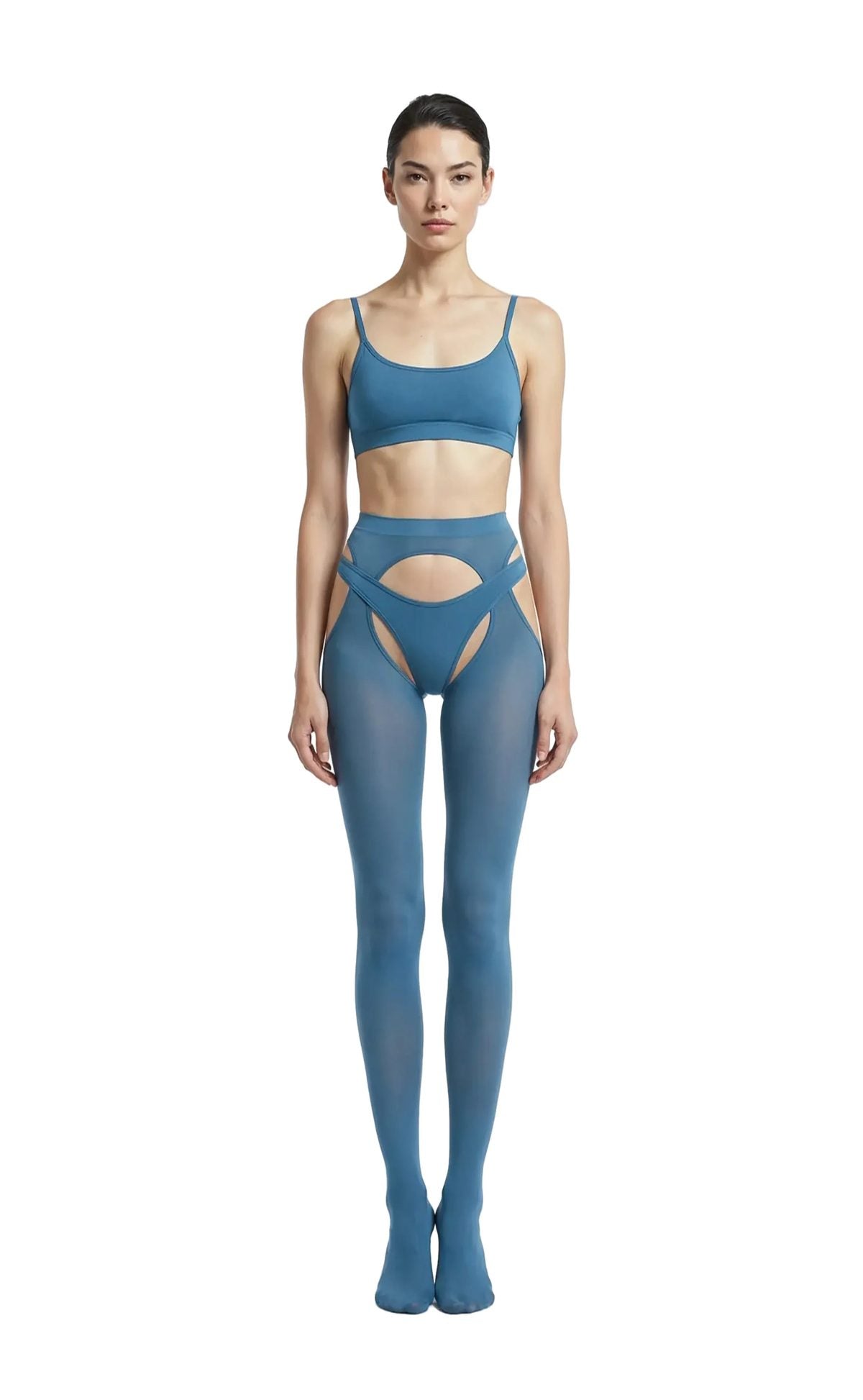 Velvet Air Head-to-Toe Garter Set in Teal - epoché
