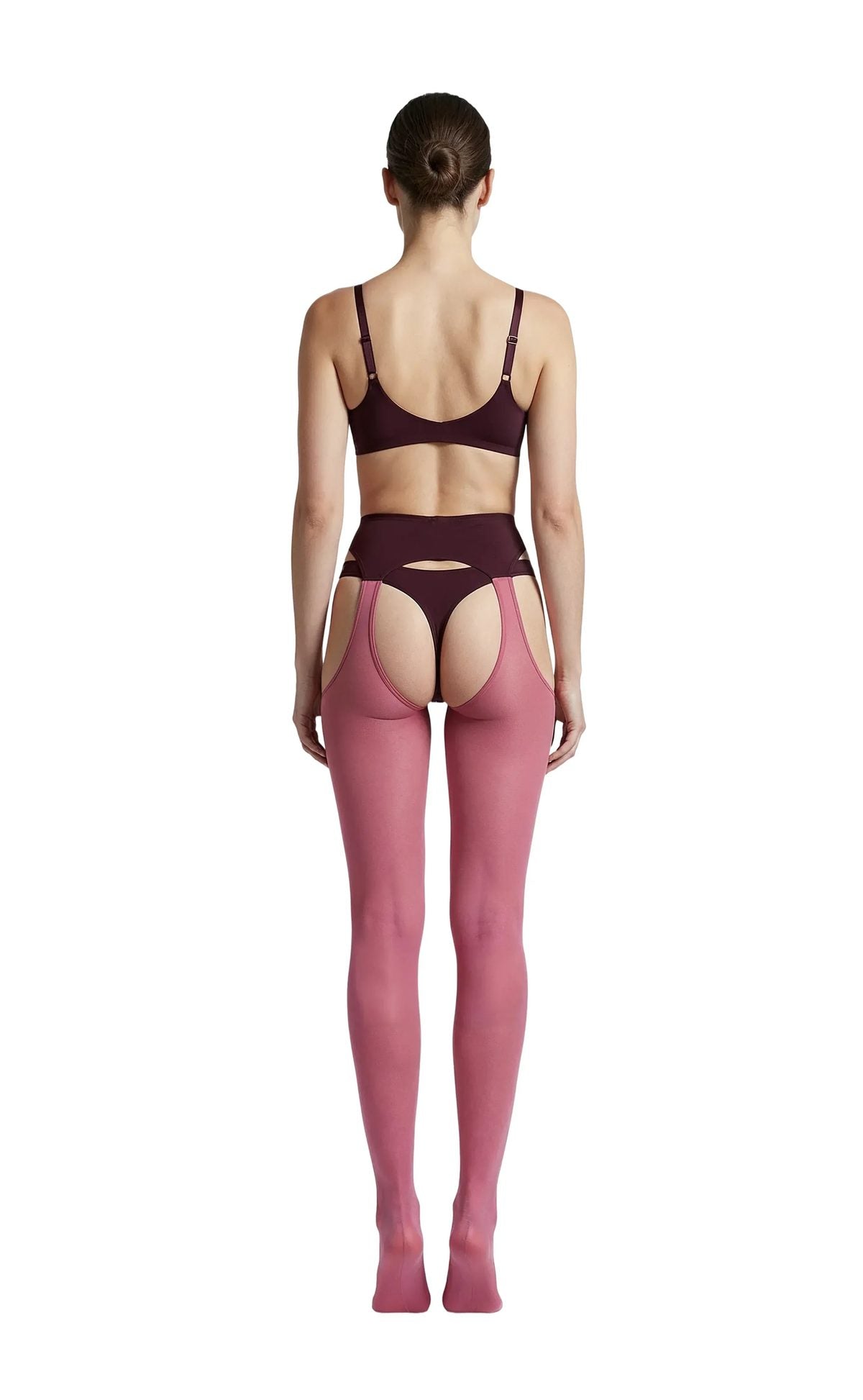 Velvet Crush Head-to-Toe Two-toned Garter Set in Pink & Plum - epoché