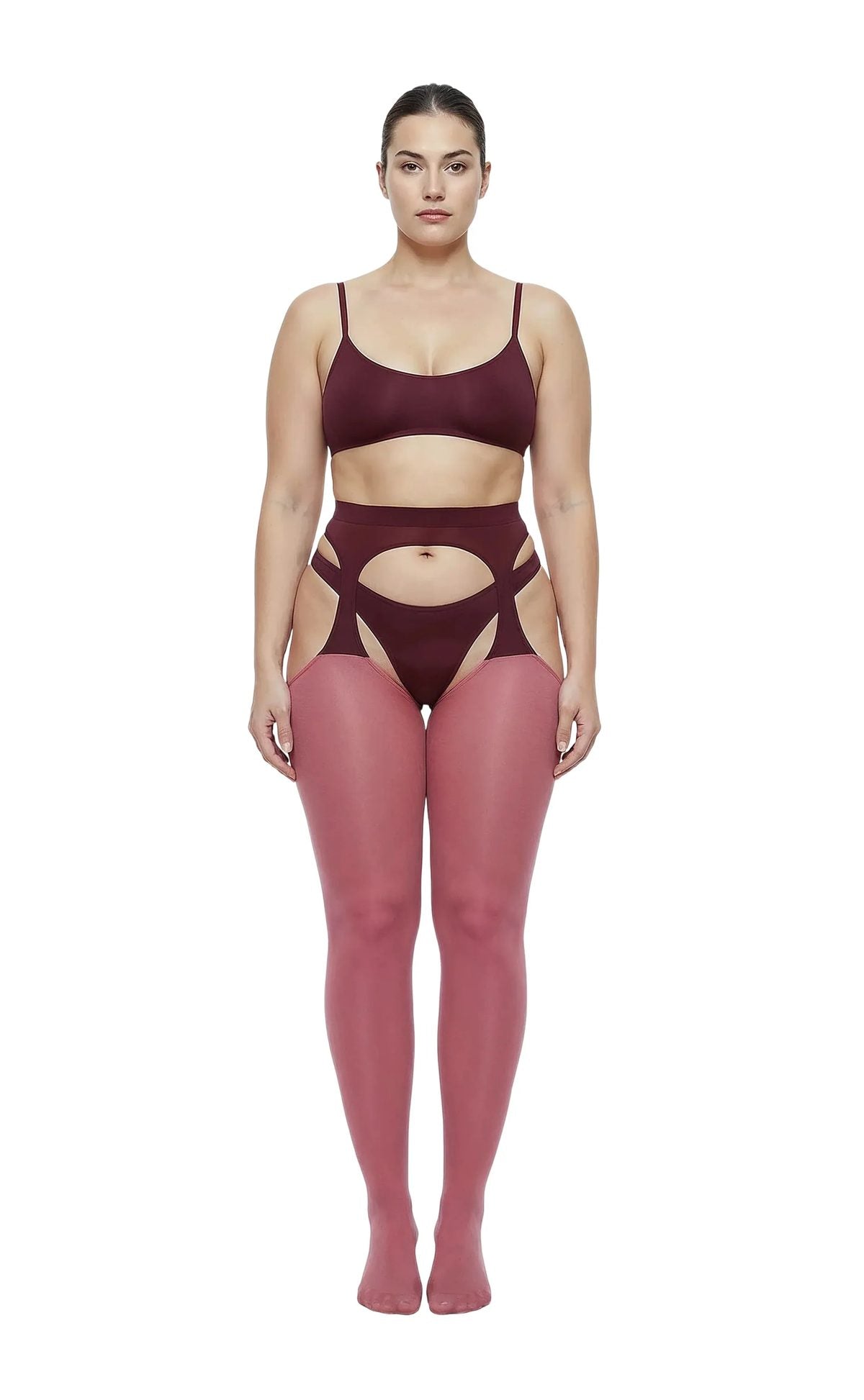 Velvet Crush Head-to-Toe Two-toned Garter Set in Pink & Plum - epoché