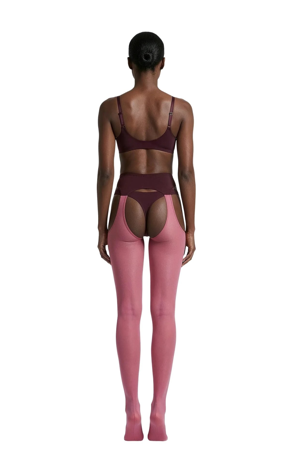 Velvet Crush Head-to-Toe Two-toned Garter Set in Pink & Plum - epoché