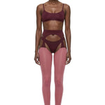 Velvet Crush Head-to-Toe Two-toned Garter Set in Pink & Plum - epoché