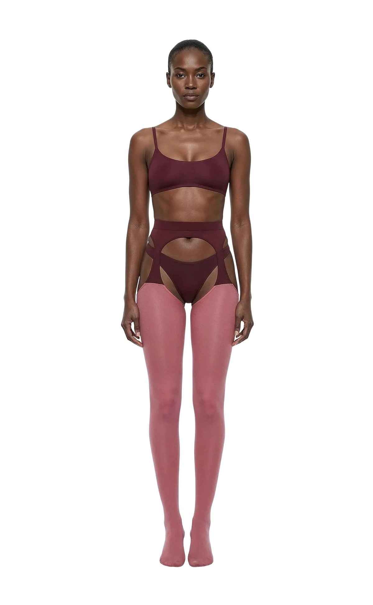 Velvet Crush Head-to-Toe Two-toned Garter Set in Pink & Plum - epoché